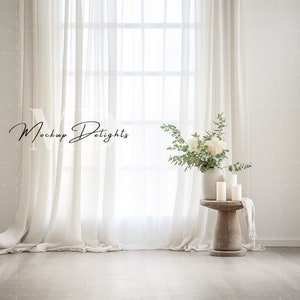 Digital Photography Backdrop, Home Studio Photography Background, Farmhouse, Product Background, Photoshop Overlays, White Sheer Curtain