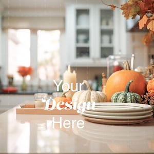 Thanksgiving Product Background Mockup, Festive Decoration, Kitchen Island Table Mockup, Product Background Image for Product Display, JPG
