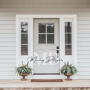 White Farmhouse Front Door Mockup, Exterior Porch Mockup, Rustic Exterior Door Mockup, Wreath Mockup, Porch Mockup, JPG, Digital Download