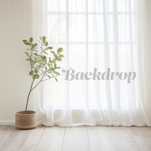 Photography Backdrop, Home Photography Background, Product Background, Photoshop Overlays, Backlit White Sheer Curtain, Living Room