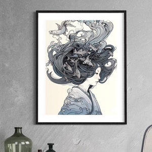 Geisha Imprimir arte de pared japonés Imprimible pared Arte impresiones digitales geisha pared arte descarga digital arte geisha Impresiones de arte moderno