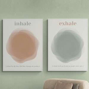 DAILY AFFIRMATIONS POSTER |  Inhale & Exhale Yoga Mantra Set of 2 Prints Digital Printable Wall Art Boho Prints
