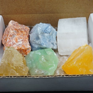 Calcite Collector Box Blue Orange Emerald Orchid Honey Optical Calcite Crystals