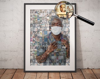Custom Doctor Collage, Best Doc Ever, Gift for Practitioner, Thank You Gift, Personalized Photo Collage, Unique Healer Present