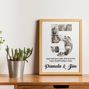 Custom 5th Anniversary Photo Collage Gift (Printable)