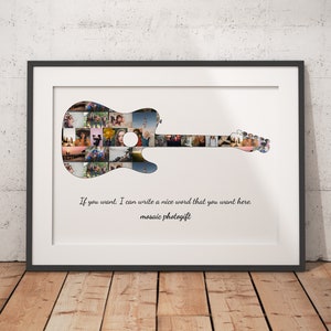 Custom Guitar Shaped Collage, Unique Gift for Music Lovers , Guitarist Birthday Presents, Gifts to Musicians