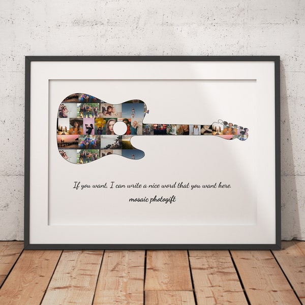 Custom Guitar Shaped Collage, Unique Gift for Music Lovers , Guitarist Birthday Presents, Gifts to Musicians