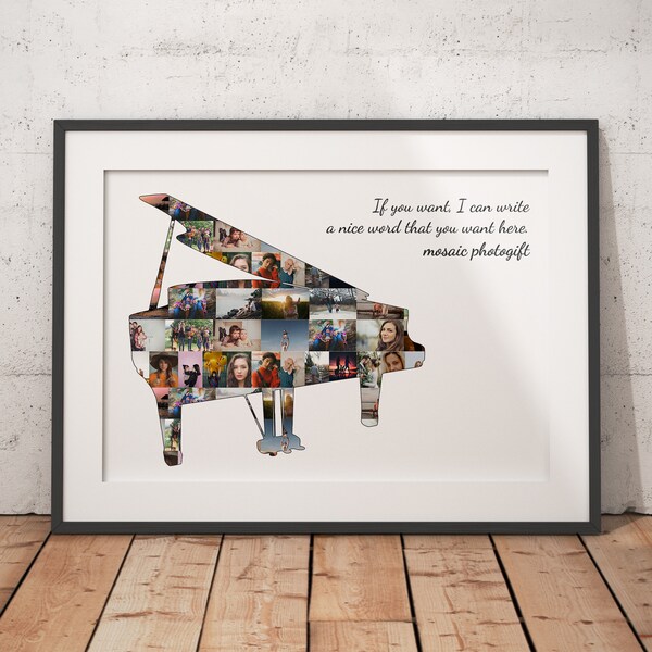 Custom Piano Shaped Collage, Unique Gift for Music Lovers , Pianist Birthday Presents, Gifts to Musicians
