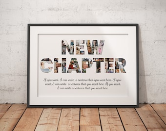 Collage personnalisé nouveau chapitre, cadeau pour les proches, célébration d'un nouveau départ, cadeau de remise des diplômes, nouveau chapitre, collage de photographies
