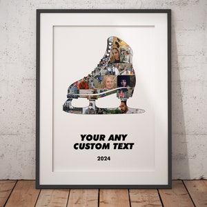 Custom Ice Hockey Collage, Personalized Photo Print, Gift for Ice Hockey Athletes, Ice Hockey Skate Shaped Collage, Sports Themed Present