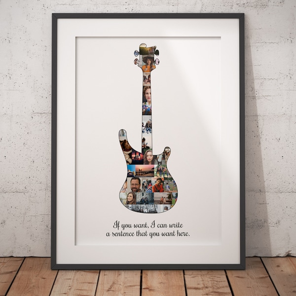 Custom Bass Guitar Collage, Unique Gift for Music Lovers, Bass Guitarist Birthday Presents, Gifts to Musicians, Music Themed Present