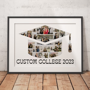 Benutzerdefinierte Collage in Abschlusskappenform, Geschenke für 2023 graduierte, Highschool Cap-Collage, Junggesellen-Erinnerungen