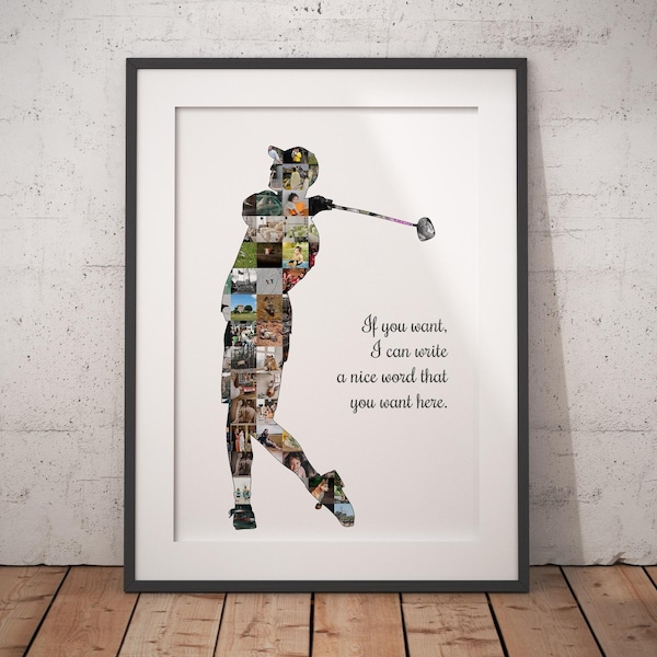 Personalized Golf Collage, Custom Golfer Gift, Golf Swing Photo Art, Sports Canvas Wall Decor