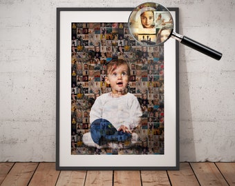 Custom Baby Mosaic Collage, Kids Photo Gift, Unique Present from Grandmother, Baby Shower Photograph Art, Unique Family Gifts