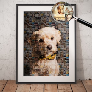 Custom Pet Portrait, Printable Pet Loss Gift, Dog Mosaic Wall Art