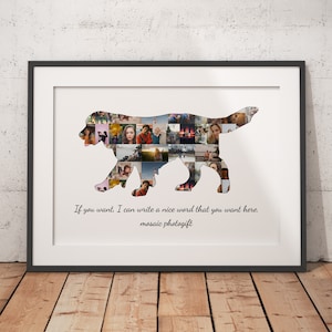 Custom Dog Collage, Personalized Golden Retriever Photo Gift , Pet Loss Memorial, Dog Shaped Photograph, Custom Pet Portrait