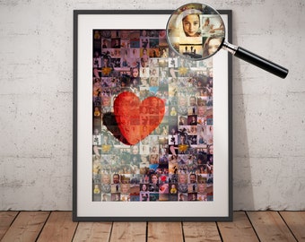 Collage mosaïque personnalisé en forme de coeur, photographie de relation personnalisée, cadeau photo unique pour mari, idées cadeau d'anniversaire