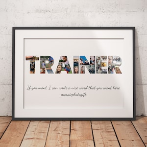 Custom Trainer Collage, Gift for Personal Trainers, Customized Gift, Best Trainer Ever, Trainer Shaped Collage