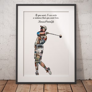 Custom Golf Collage, Unique Golf Gifts, Gifts for Golf Lovers, Golf Teacher Birthday Gift, Professional Golf Player Photo Collage