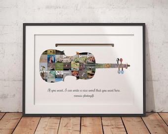 Custom Violin Collage, Unique Music Lover Gift, Meaningful Present for Violinist