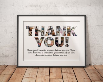 Custom Thank You Collage, Thank You Gift, Wedding Present, Appreciation Gift Idea, Text Photograph Collage, Thank You Photo Frame