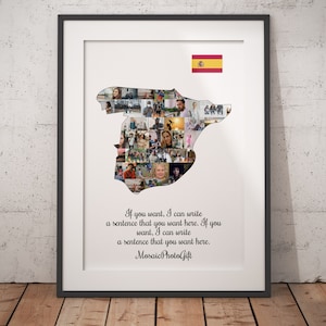Benutzerdefinierte Spanien Collage, Geschenke für Reisende, Spanien Fotografie Karte, einzigartige Ausflug Geschenke, Reiseerinnerungen, Spanien Kunst Geschenk