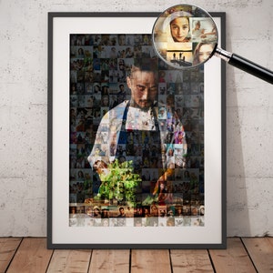 Collage de mosaico de chef personalizado, el mejor cocinero de todos los tiempos, collage de fotos personalizado, feliz graduación, regalo para chefs, regalo de agradecimiento,