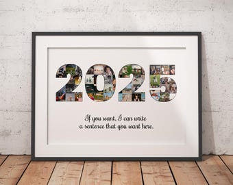 Personalized 2025 Photo Collage, New Year Keepsake, Family Year In Review Wall Art