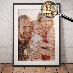 Custom Mosaic Wall Art, Family Photograph Memory,  Personalized Poster Print