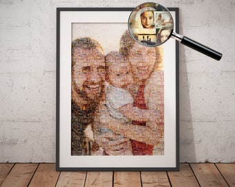Custom Mosaic Wall Art, Family Photograph Memory,  Personalized Poster Print