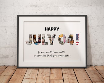 Custom July 04 Collage, Independence Day Collage, Happy Fourth of July, Gifts for Families, Patriotic Day, Celebration Memories