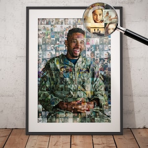 Custom Soldier Mosaic, Happy Veterans Day, Best Soldier Ever, Personalized Photo Collage, Gift for Soldiers, Thank You Gift,