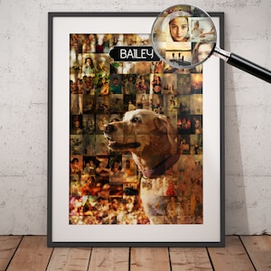 Custom Golden Retriever Collage, Pet Mosaic Collage, Personalized Golden Portrait, Gift for Pet Owners, Dog Mosaic Wall Art