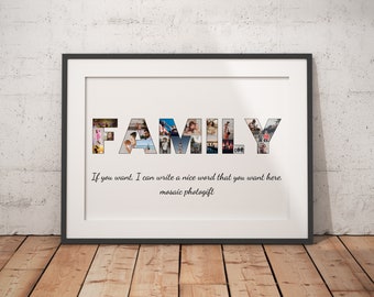 Custom Family Collage, Birthday Present, Gifts for Family, Personalized Photo Collage, Customized Gift, FAMILY Shaped Photograph