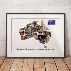 Benutzerdefinierte Australien Collage, Geschenke für Reisende, einzigartige Besichtigungskunst, Australien Reisekarte, Abenteuererinnerungen mit Road Friend