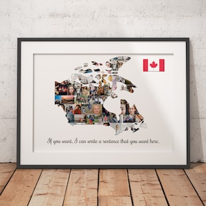 Collage de mapas personalizados de Canadá, regalos para viajeros, recuerdos de aventuras, regalos de excursiones únicas, mapa de viajes de Canadá