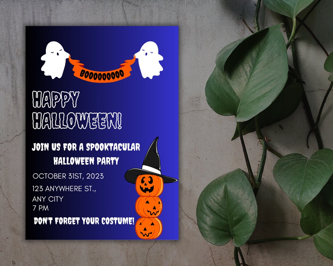 EDITABLE Cute Halloween Party Digital Invite - Etsy