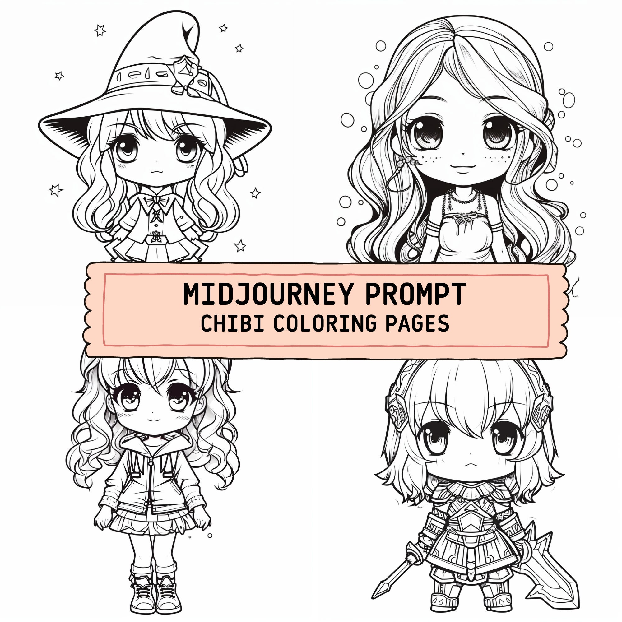 AI Midjourney Prompt for Coloring Page - Vector Animal Coloring