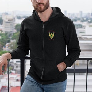 Blazing Phoenix Zipper Hoodie For Motivation Sweatshirt Rise Up Again Inspirational Hooded Sweatshirt  Never Give Up Gift for Entrepreneurs