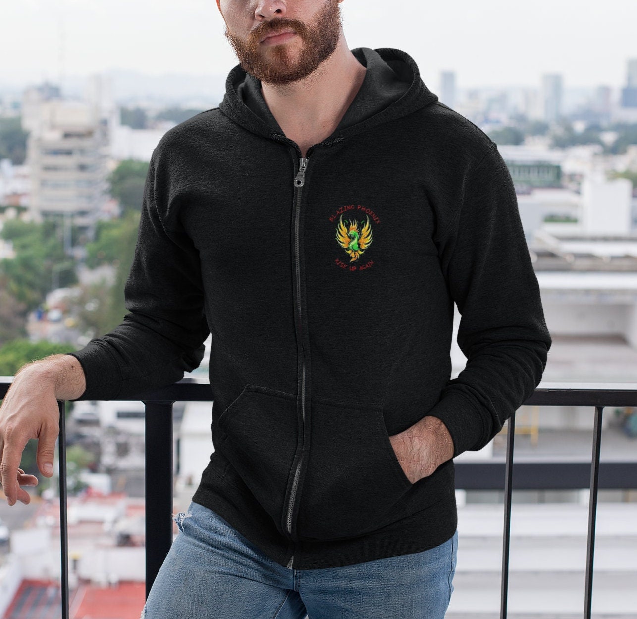 Phoenix Embroidered Hoodie - Etsy