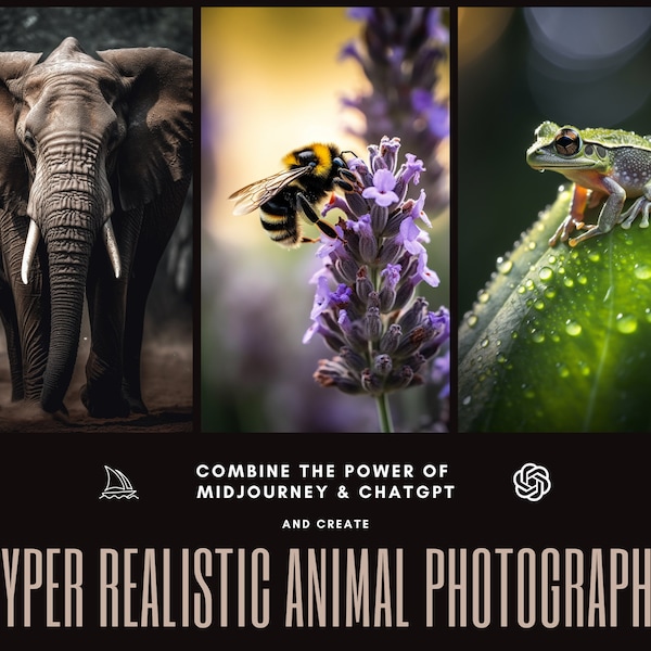 Professional Midjourney & ChatGPT Animal Photography Prompt Guide, AI Art Midjourney, Prompt, Animals, Photography