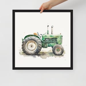 Green Tractor Watercolor Digital Download for Kids Bedroom Wall Art