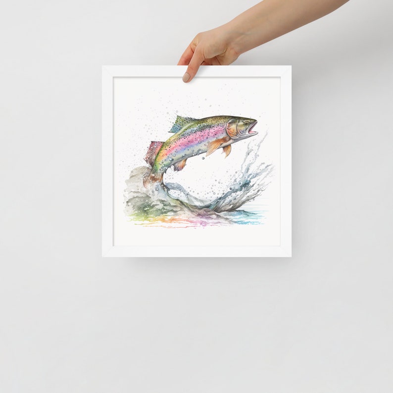 Rainbow Trout Watercolor Painting - Framed Print
