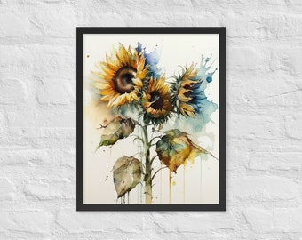 Beautiful Sunflowers Watercolor Painting - Wall Art Digital Print