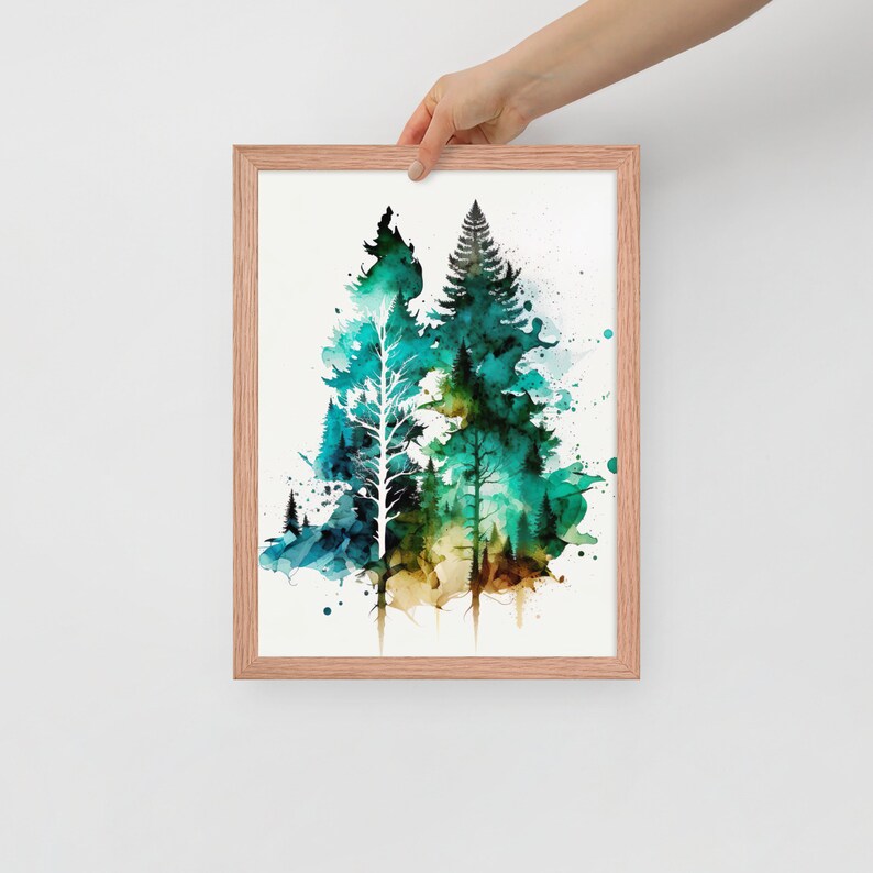 Pine Tree Watercolor Painting Instant Download Wall Art Print for ...
