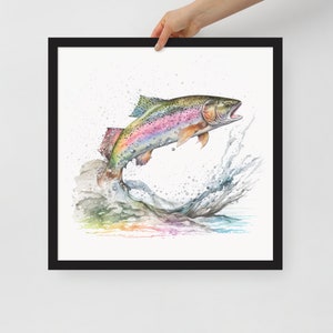 Regenboogforel aquarel schilderij - Wall Art digitale download afdrukken