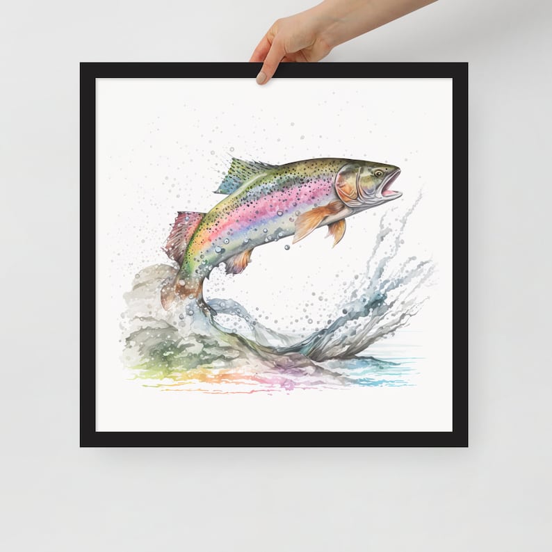 Rainbow Trout Watercolor Painting - Framed Print