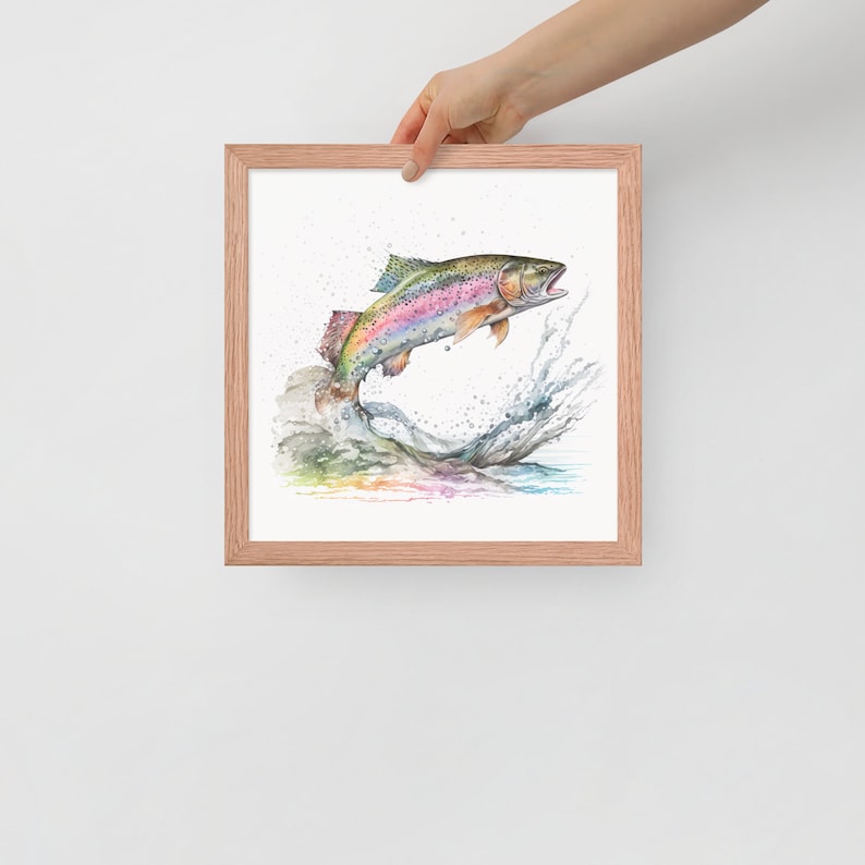 Rainbow Trout Watercolor Painting - Framed Print