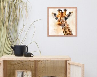 Watercolor Baby Giraffe Nursery Print Wall Art