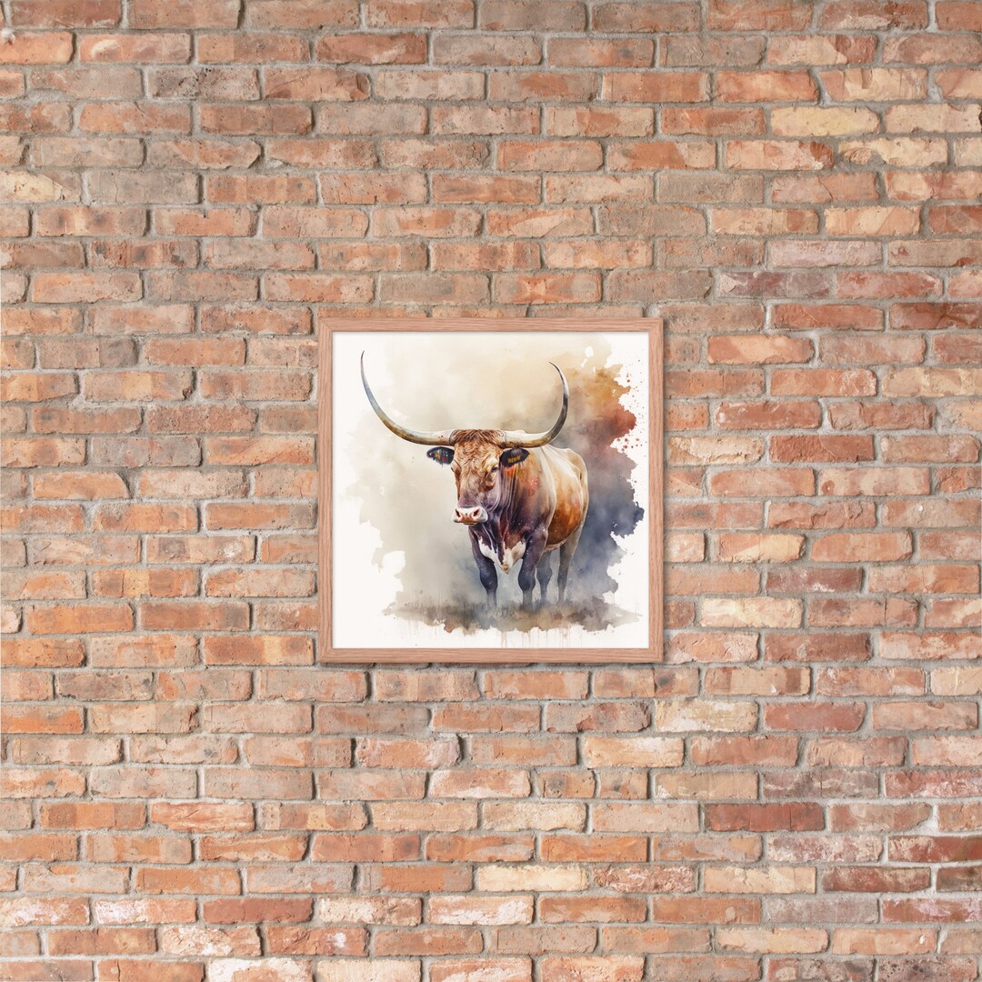 Texas Longhorn Bull Watercolor Painting - Wall Art Print - Etsy